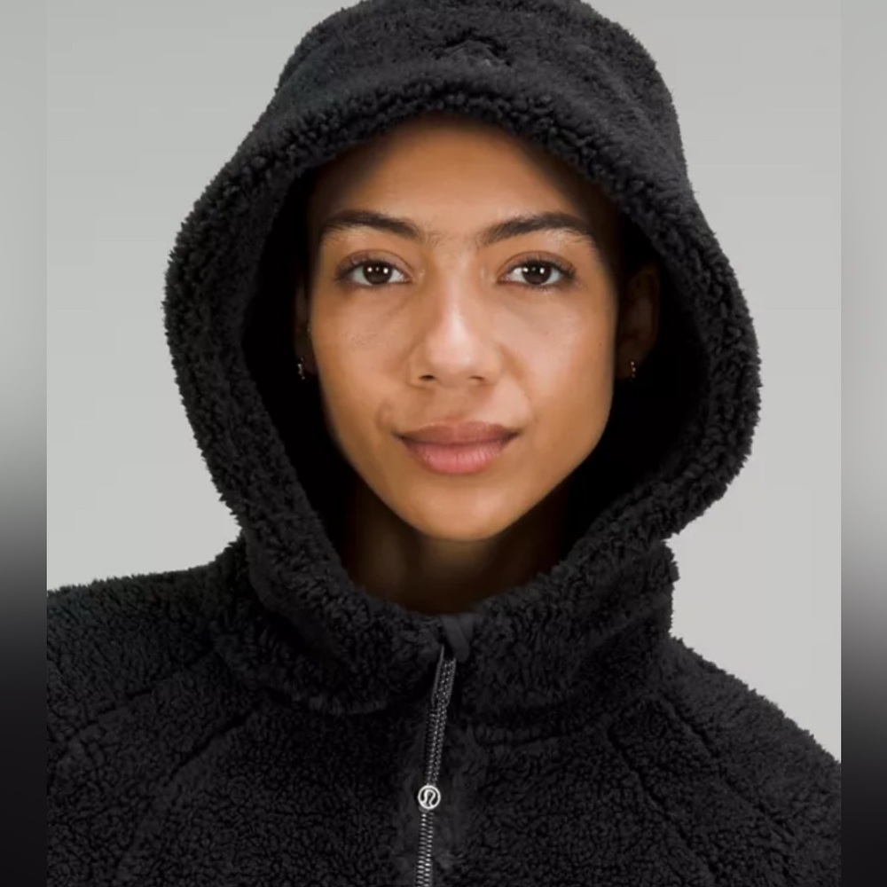 Lululemon M/L black sherpa fleece Scuba oversized half-zip hoodie 25” ptp 21” L - Picture 4 of 9